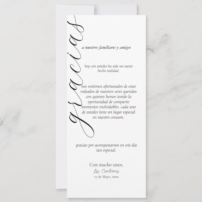 tack kortplacering på spanska inbjudningar (Framsida)