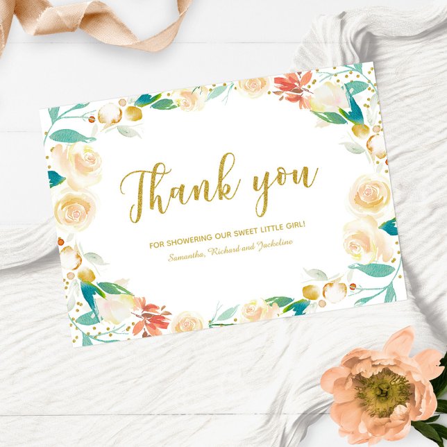 Tack Krukans Persika Blomsterkrans Baby Shower Kort (Skapare uppladdad)