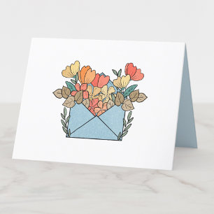 Täck kuvert med tom Orange Flowers Tack Kort