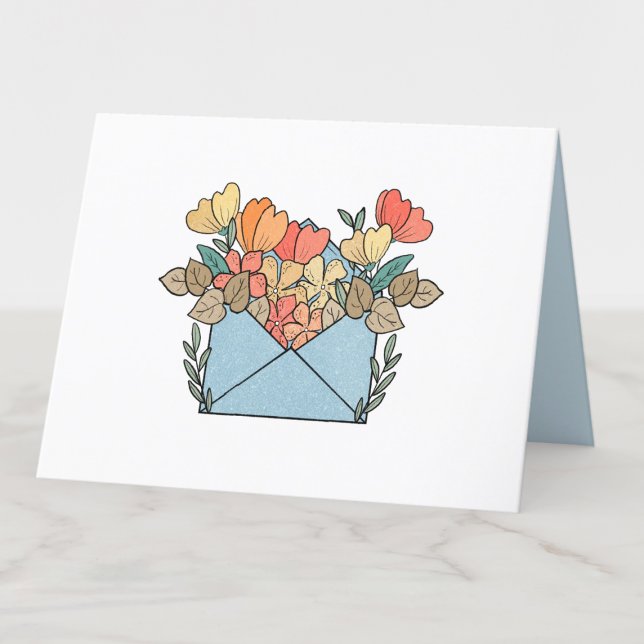 Täck kuvert med tom Orange Flowers Tack Kort (Skapare uppladdad)