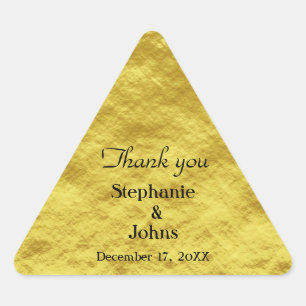 Tack Label Gold Foil Shiny Wedding Favor Triangelformat Klistermärke