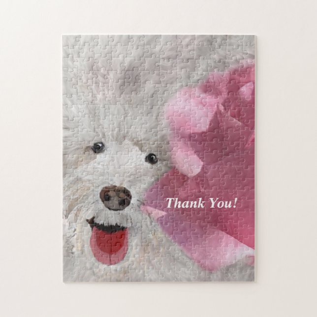 Tack Labradoodle och Rose  Pussel (Vertikal)