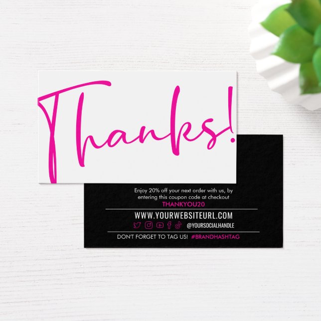 Tack! Lägre, modern kundrabatt infoga Visitkort (Skivbord)