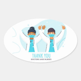 Tack Läkare och sjuksköterskor Ovalt Klistermärke