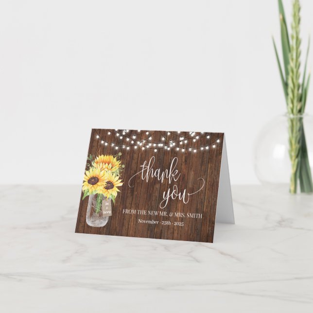 Tack Land Solblommor Möhippa Bröllop Kort (Framsida)