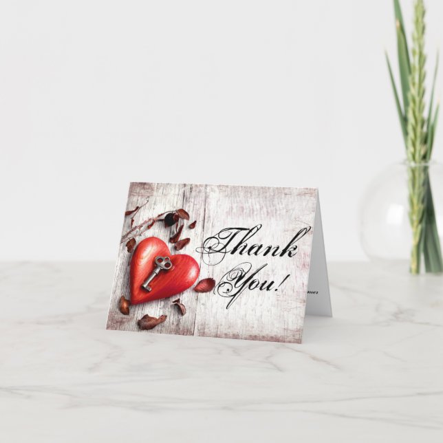 Tack, Land Wood Nyckel, mitt hjärta Tack Kort (Framsida)