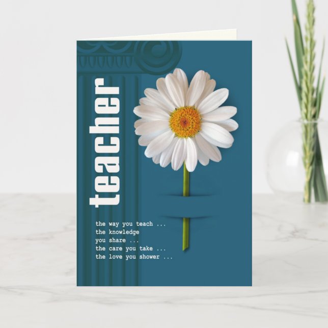 Tack Lärare. Anpassningsbar för daisy Design Kort (Framsida)