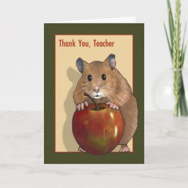 Tack Lärare: Cute Hamster with Red Apple Kort