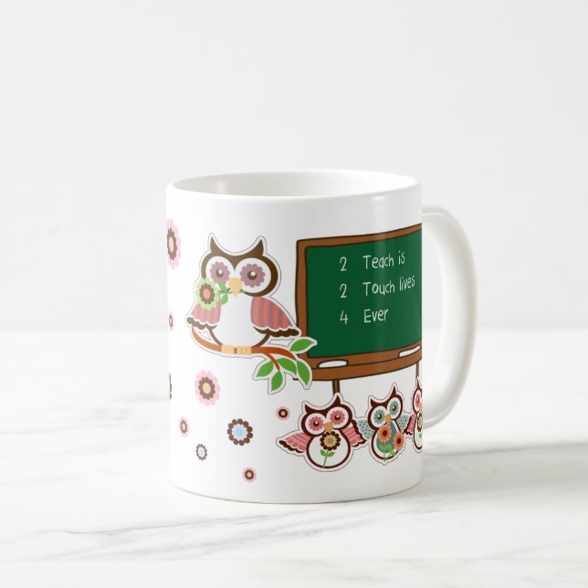 Tack, Lärare. Cute Uggla Gift Kaffemugg (Framsida höger)