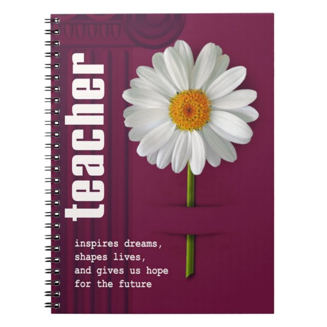 Tack, Lärare. Daisy Gift Anteckningsbok Med Spiral (Framsidan)