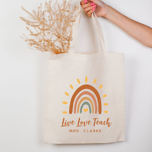 Tack Lärare eget namn Boho Rainbow Sol Tygkasse