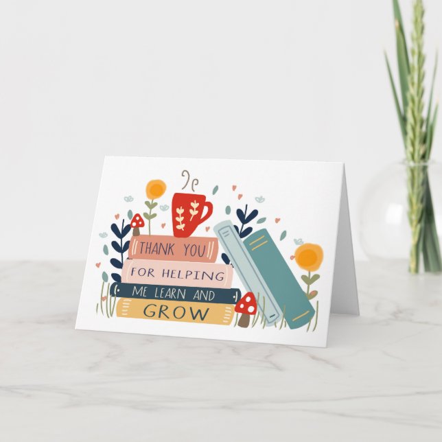 Tack lärare för att du hjälpte mig växa, Bokälskar Kort (Framsida)