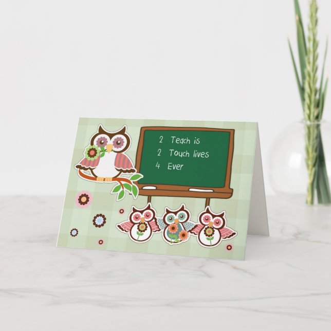 Tack, Lärare. Funny Uggla-kort Kort (Framsida)