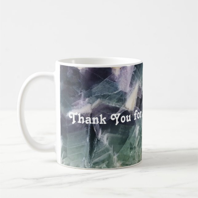 Tack Lärare Grönt Lila Fluorite Photo Gem Kaffemugg (Vänster)
