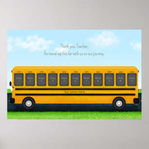 Tack Lärare Gult School Buss 11 Foton Poster