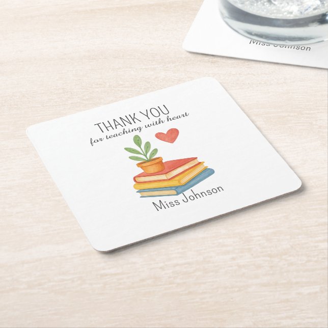 Tack Lärare - Hjärtlig uppskattning - Gift - Underlägg Papper Kvadrat (Vinklad)
