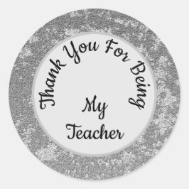 Tack Lärare Kön Neutral Grått Marble Class Runt Klistermärke