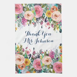 Tack Lärare målade Blommigt Kitchen Towel Kökshandduk