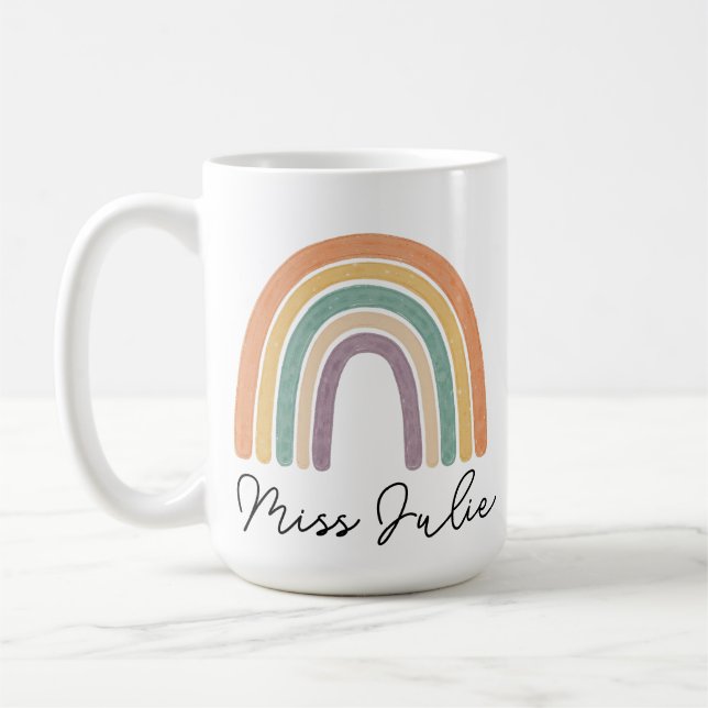 Tack Lärare - Pastell Regnbåge Design Mugg Personl (Vänster)
