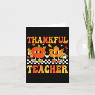 Tack, lärare Retro Groovy Thanksgiving Fall Wo Kort