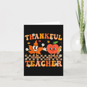 Tack, lärare Retro Groovy Thanksgiving Fall Wo Kort