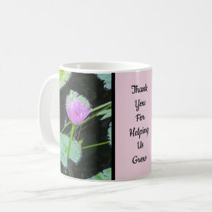 Tack Lärare Rosa Vatten Lily Photo Flower Kaffemugg