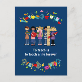 Tack, Lärare. Skolbarn och citat Vykort