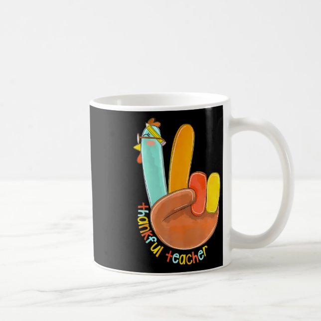 Tack, Lärare, Thanksgiving Peace Hand Sig Kaffemugg (Höger)