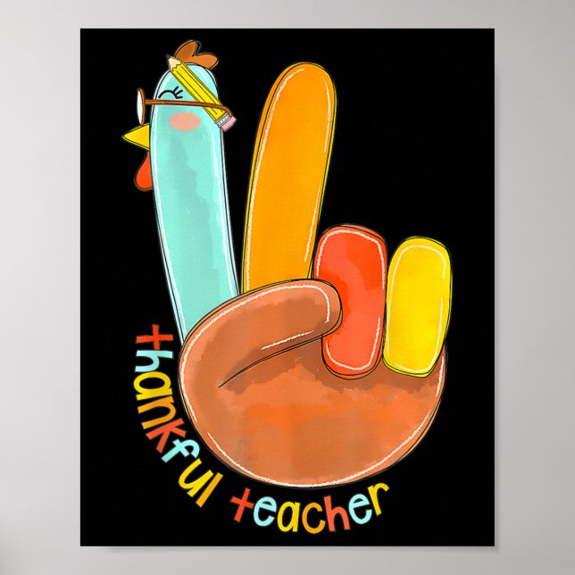 Tack, Lärare, Thanksgiving Peace Hand Sig Poster (Framsidan)