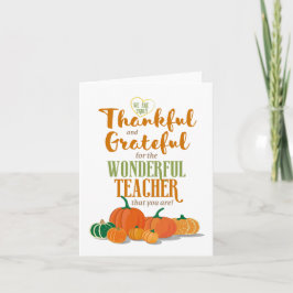 Tack lärare Thanksgiving tema Kort