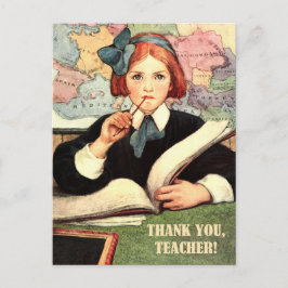 Tack, Lärare. Vintage Art Vykort