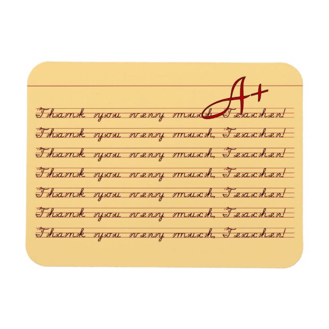 Tack, Lärare, Vintage Penmanship Tack Magnet (Horisontell)