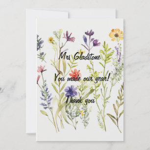 Tack, Läraren... Du gjorde vårt år. Redigerbar tex Tack Kort