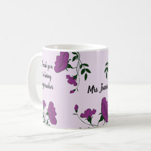Tack Lärares Lila Blommigt Kaffemugg