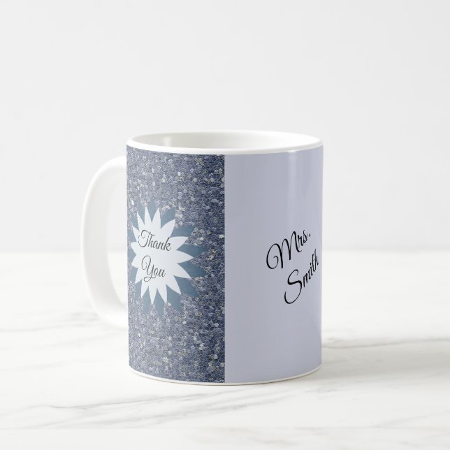 Tack Lärares uppskattning av blå mosaikplattor Kaffemugg (Framsida vänster)