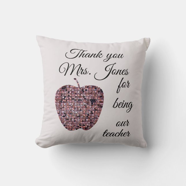 Tack Läraruppskattning Mosaic Red Apple Kudde (Framsida)