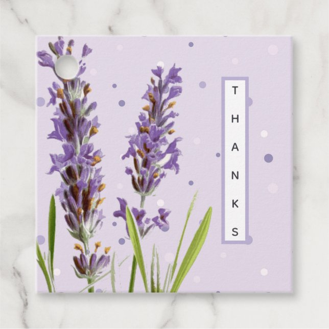 Tack Lavendelblomma Mörka Prickar Gåvor Etiketter (Framsida)