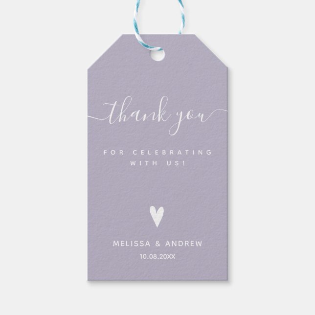 Tack - Lavender Wedding Favor Presentetikett (Framsidan)