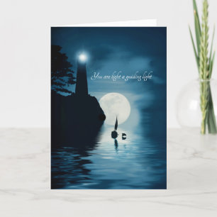 Tack Lighthouse Sailboat och Dolphin Kort