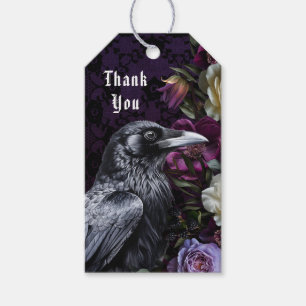 Tack Lila Bouquet med Märkre för Kråka Gift Presentetikett