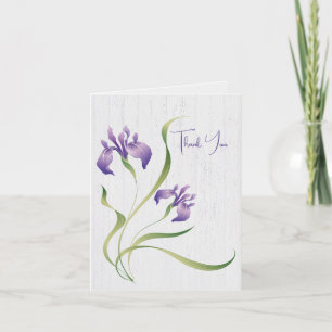 Tack Lila Iris on Wood Kort