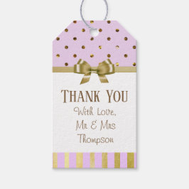 Tack Lila och Guld Bröllop Gift Märkre Presentetikett