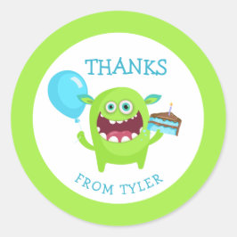 Tack lilla Monster Party Runt Klistermärke