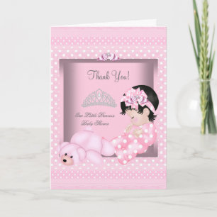 Tack lilla prinsessa baby shower flicka rosa kort