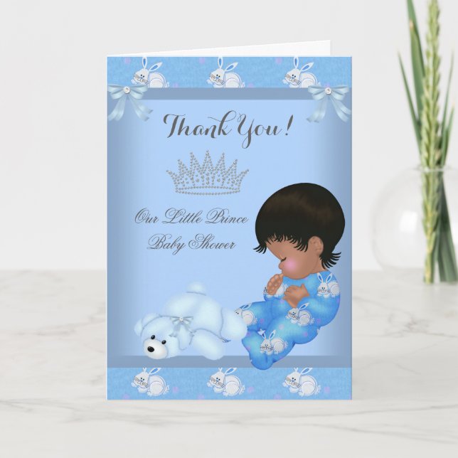 Tack lille prinsen Baby Shower Pojke Blå AM Kort (Framsida)