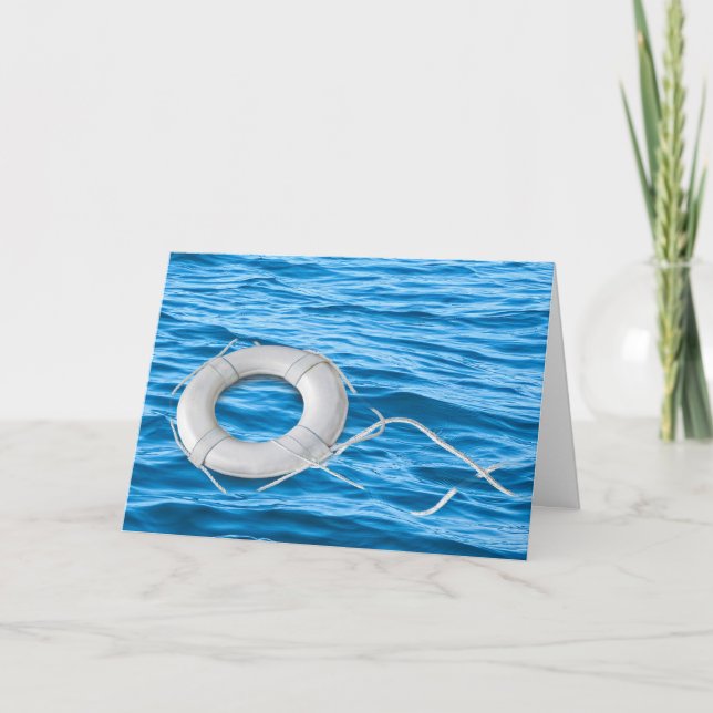 Tack liv ring flytande på vatten kort (Framsida)