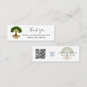 Tack Livets träd Rabattkod QR Infoga Mini Visitkort