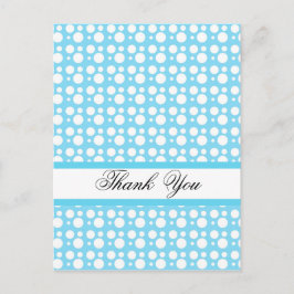 Tack, ljusblå prickar vykort