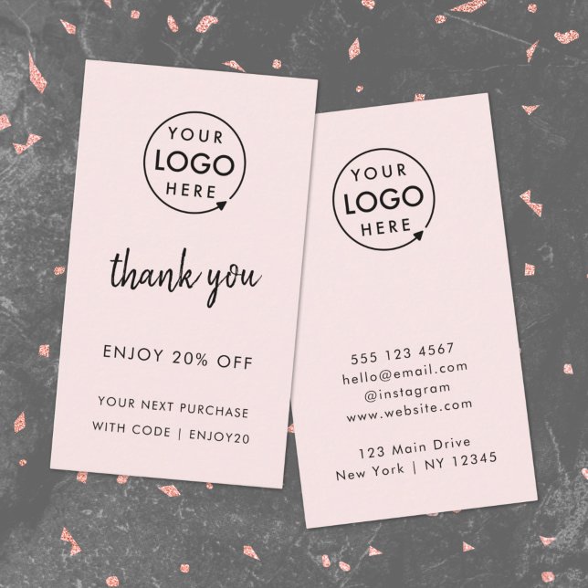 Tack | Logotyp för  Rosa Modern Business Rabattkort (Modern minimalist thank you discount cards by Guava - perfect for growing loyalty & repeat business)