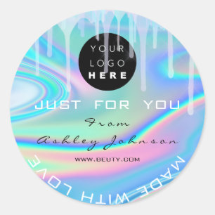 Tack, Logotyp Holograf som har gjorts med Kärlek Runt Klistermärke